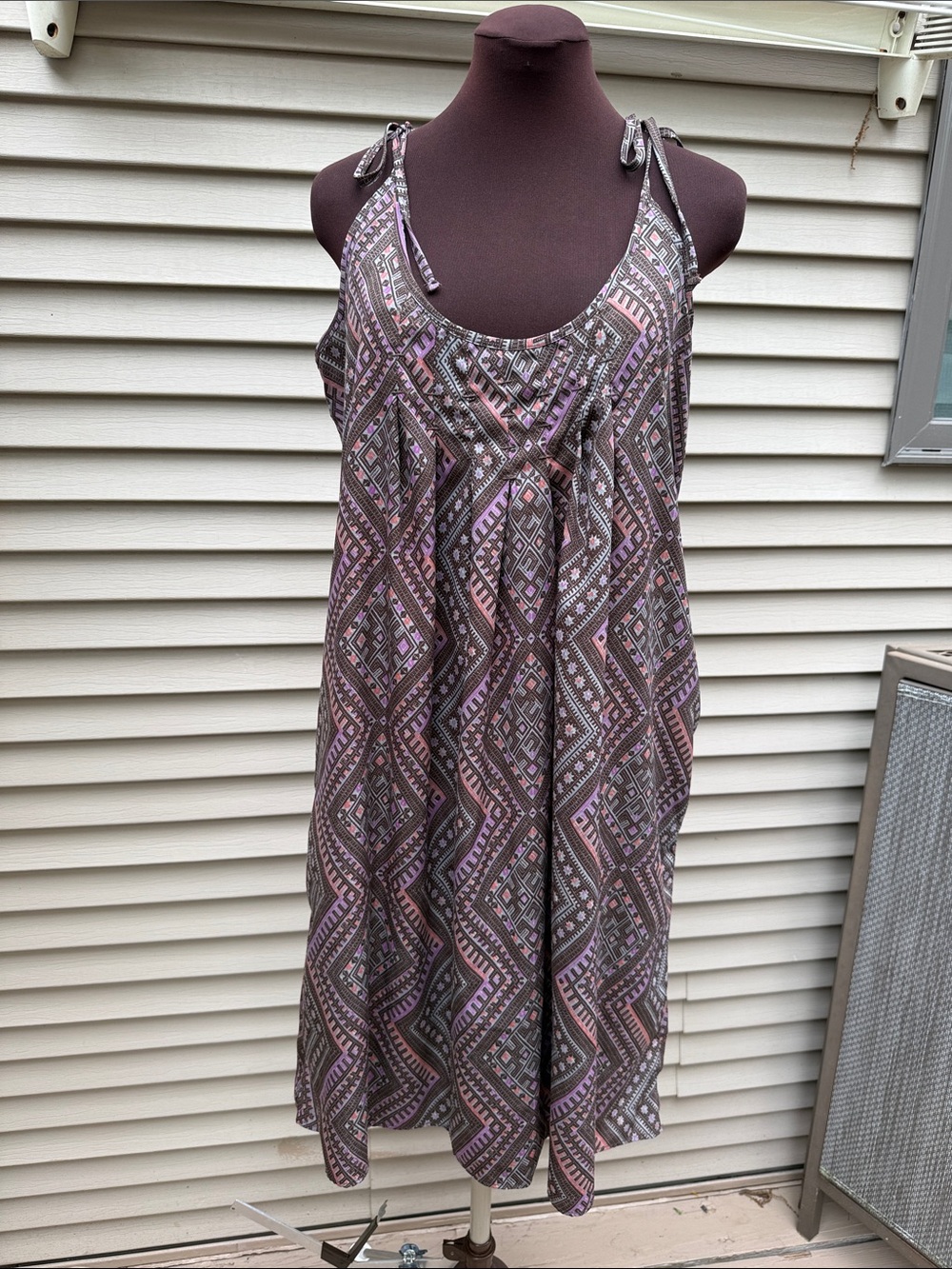 Ecote brand from Urban Outfitters Sleeveless Geometric Print Tie-Shoulder Dress